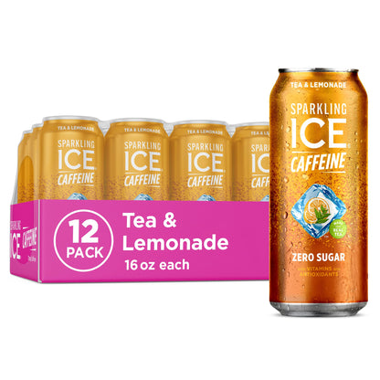 Sparkling Ice Caffeine Black Raspberry Sparkling Water for Camping Coolers, Sugar Free Sparkling Drink for Open Air Adventures