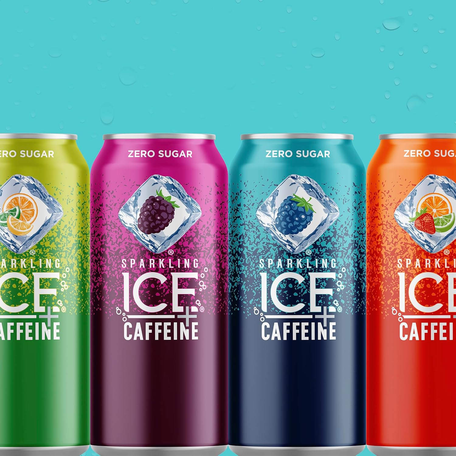 Sparkling Ice Caffeine Black Raspberry Sparkling Water for Camping Coolers, Sugar Free Sparkling Drink for Open Air Adventures