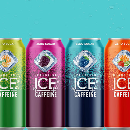 Sparkling Ice Caffeine Black Raspberry Sparkling Water for Camping Coolers, Sugar Free Sparkling Drink for Open Air Adventures
