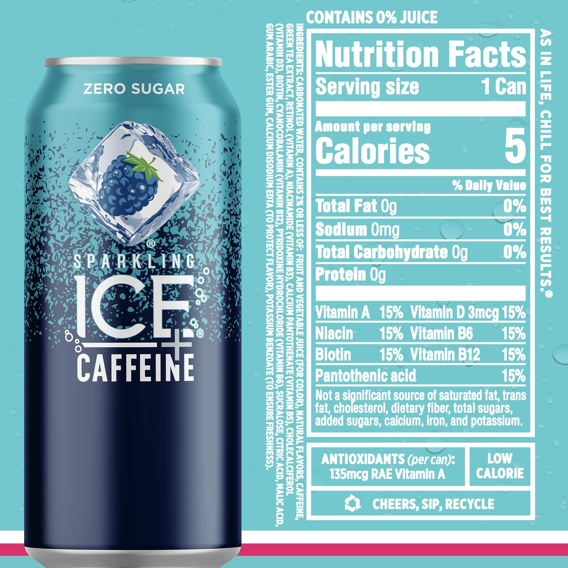 Sparkling Ice Caffeine Black Raspberry Sparkling Water Holiday Gift Idea, Low Calorie Sparkling Drink for the Health Conscious Friend