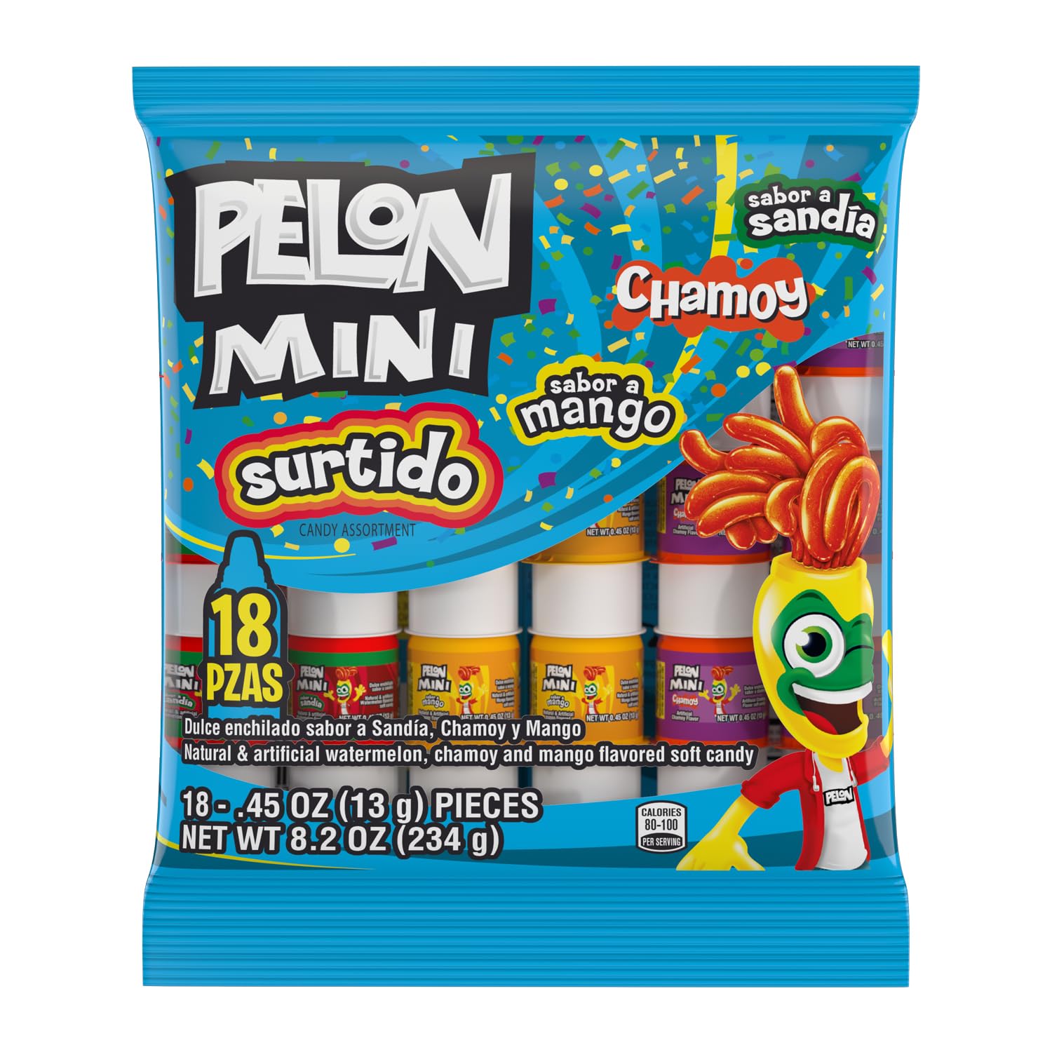 squeezable soft-plastic bottle packaging that releases candy with hand pressure