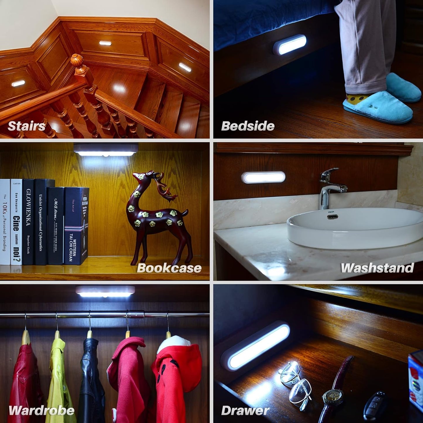 STAR-SPANGLED 3 Pack LED Motion Sensor Light Indoor Battery Powered – Soft 4.5V Light for Night Safety on Stairs, Bathroom, and Entryway