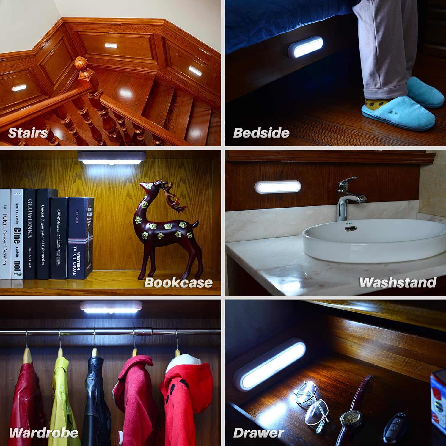 STAR-SPANGLED 3 Pack LED Motion Sensor Light Indoor Battery Powered – Soft 4.5V Light for Night Safety on Stairs, Bathroom, and Entryway