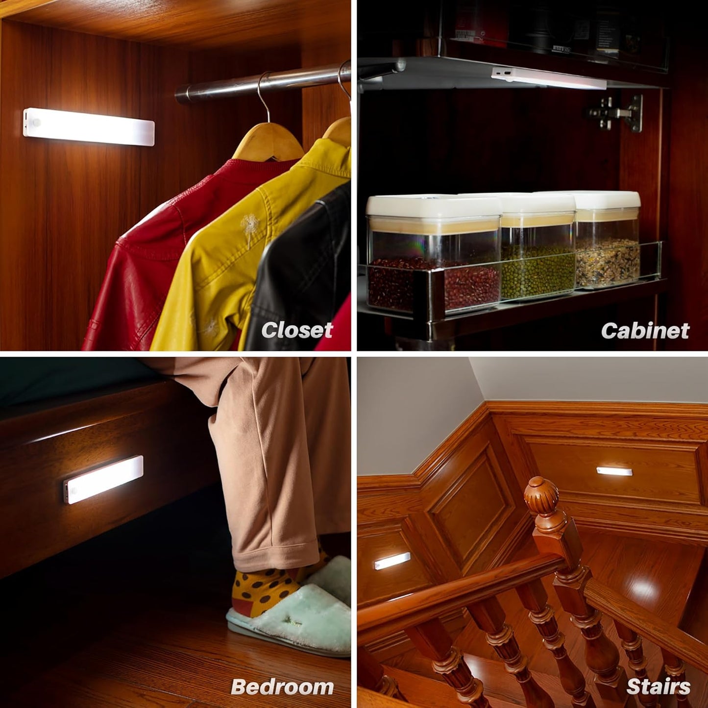 STAR-SPANGLED Under Cabinet Lighting Rechargeable, Hands Free Hallway Night Lights for Elderly Safety, 2 Pack