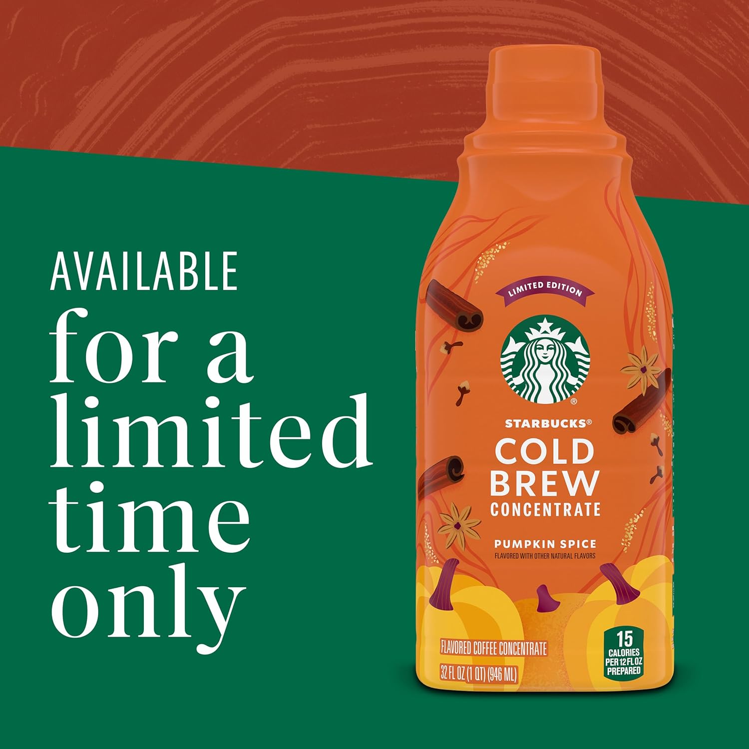 Starbucks Cold Brew Pumpkin Spice Concentrate – Elegant Seasonal Gift for Mom, 32 oz Limited Edition Fall Release