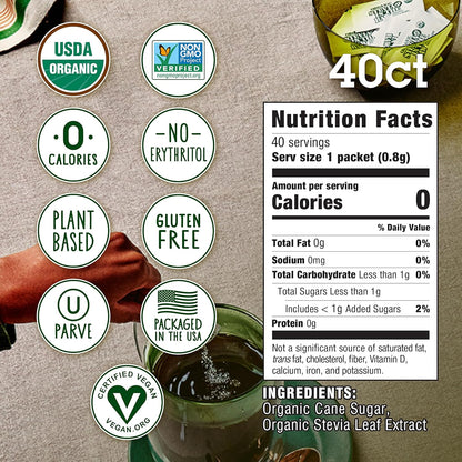 Stevia In The Raw Organic Stevia Sweetener Packets – Clean Plant-Based Sweetener for Wellness Routines and Balanced Diets