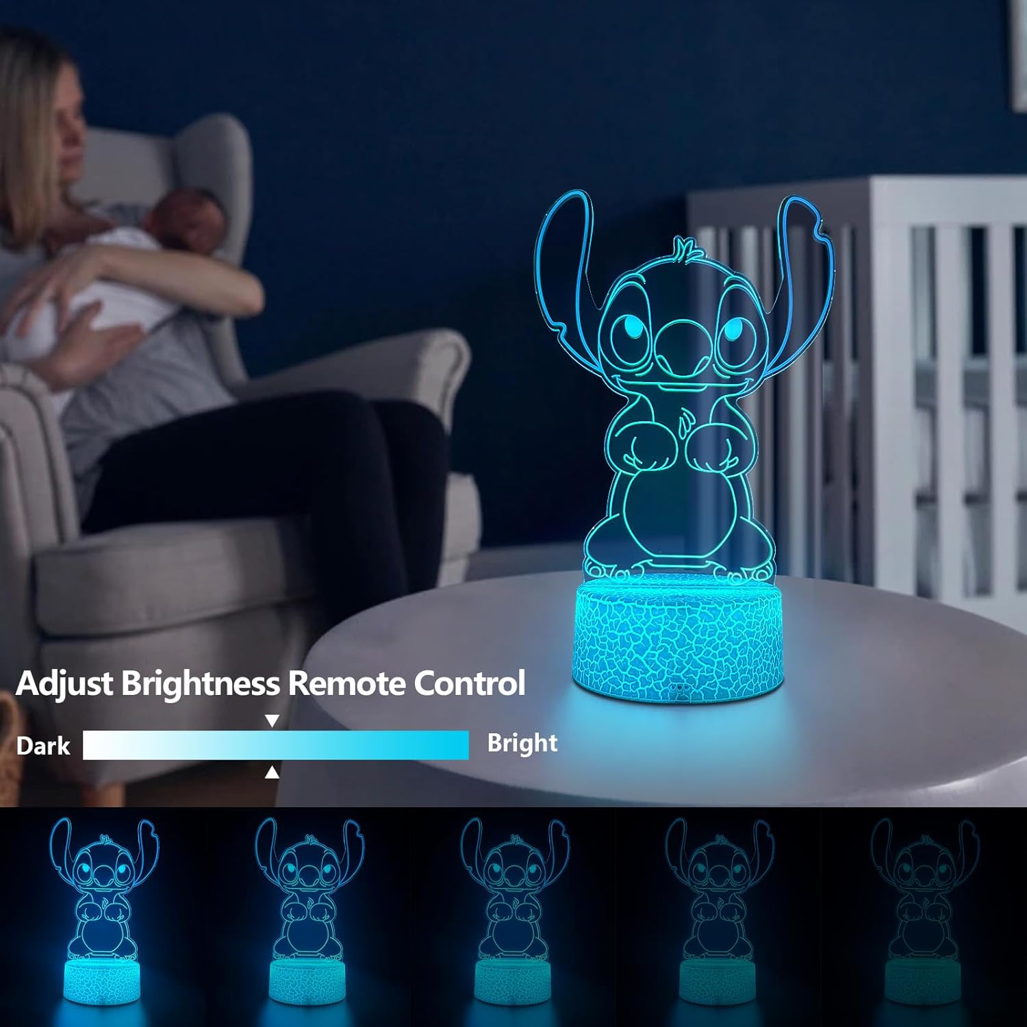 Stitch and Kitty 3D LED Night Light – Child-Safe Bedside Lamp with Timer and Auto Shutoff for Bedroom Decor