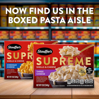 Stouffer's Supreme Shells Three Cheese Stovetop Mac – Protein and Calcium Rich Comfort Meal for Mindful Eating