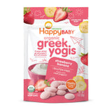 Happy Baby Organics Greek Yogis Crawling Baby Melting Snacks for Stroller and Diaper Bag, Strawberry Banana, 1 oz Resealable Bag