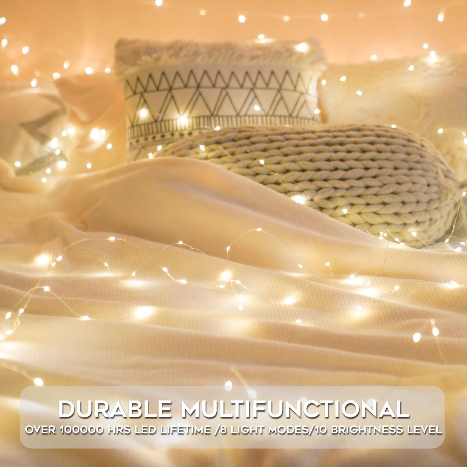 suddus Battery String Lights – Mantle and Bookshelf Accent Lighting with 6-Hour Auto Timer