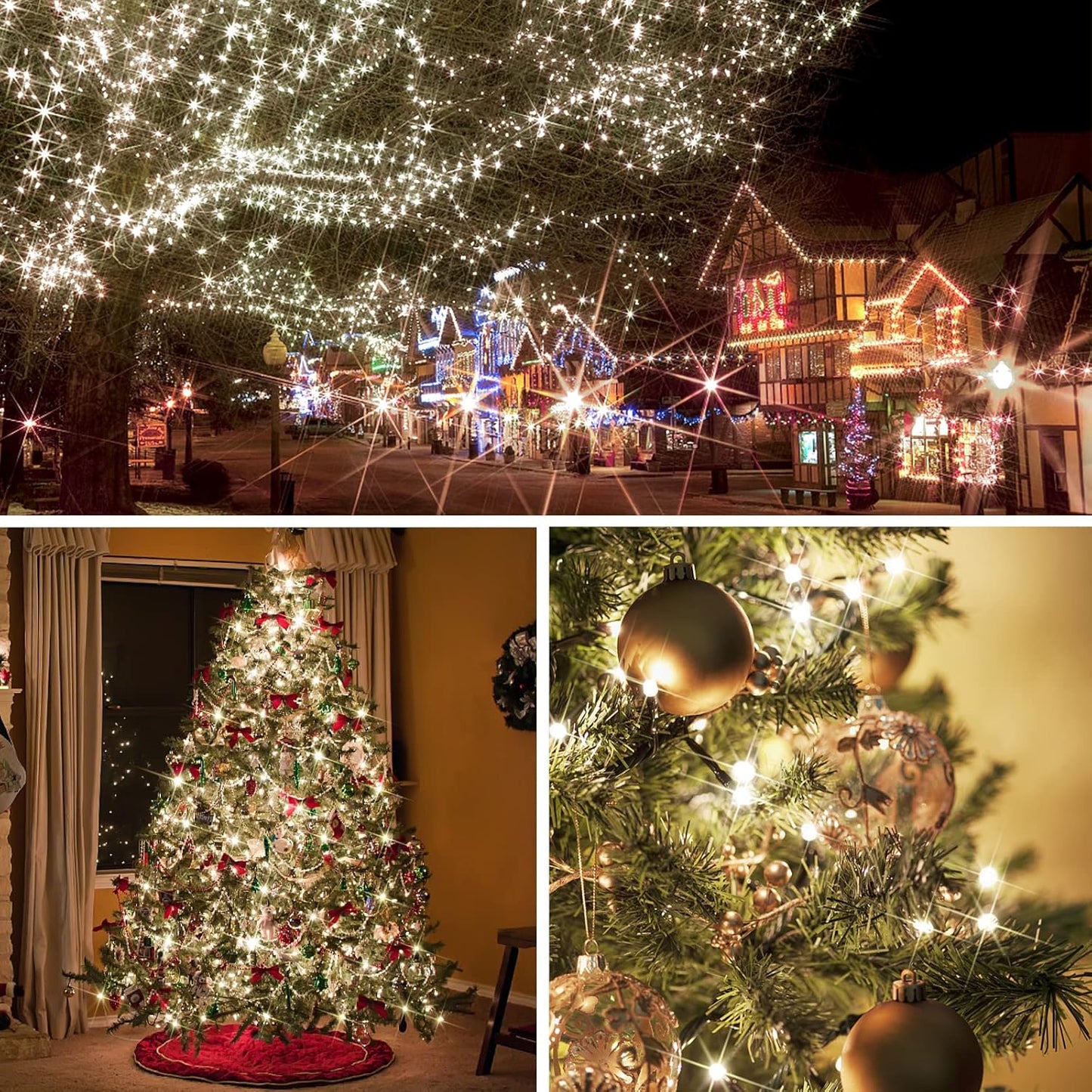 suddus Christmas Tree Lights – Aesthetic Holiday Glow for Living Room and Reading Nook, Diamond-Cut Warm White LEDs with Memory Timer