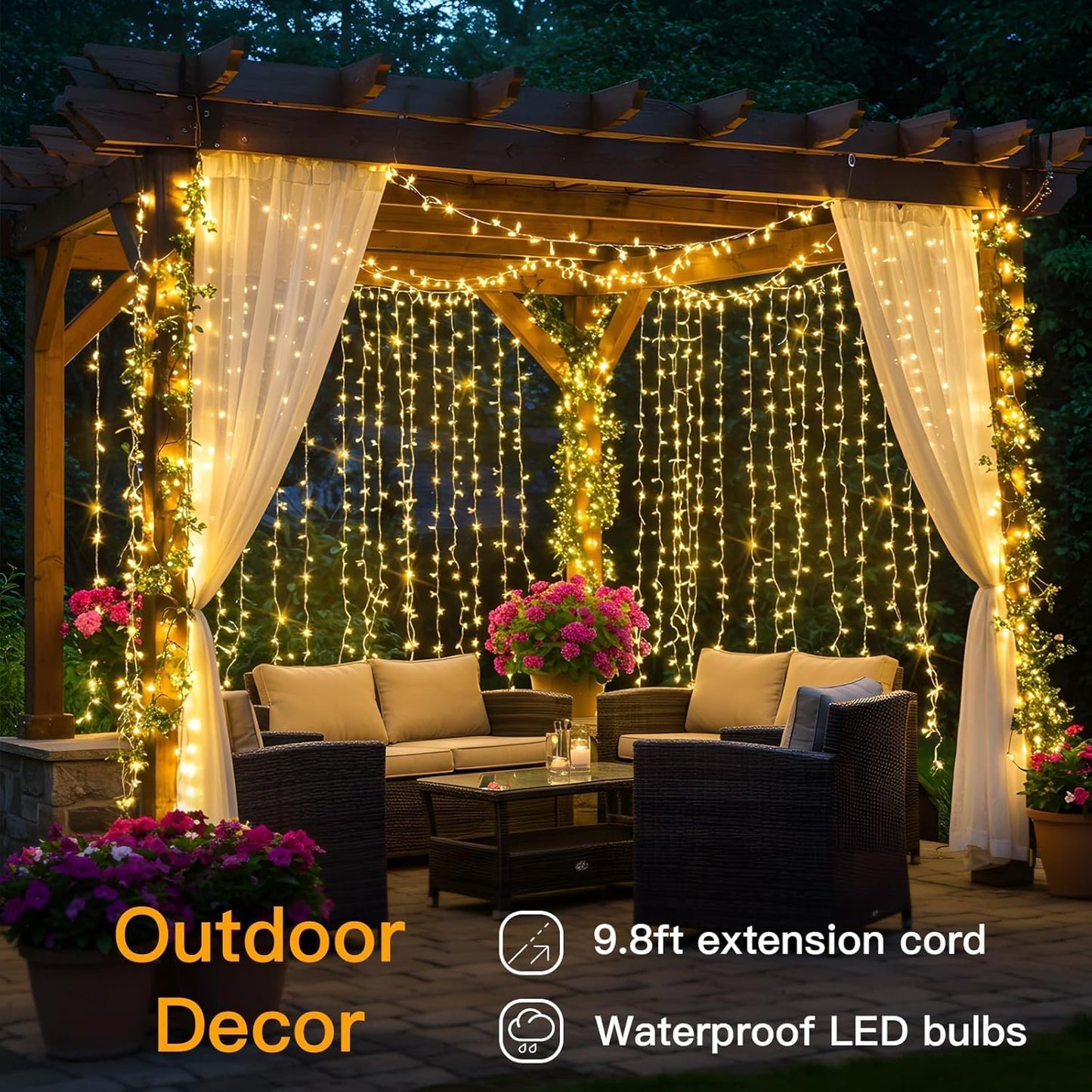 suddus Hanging String Lights for Cozy Home Atmosphere – Transparent Wire 200 LED Curtain for Reading Nooks and Wall Accents