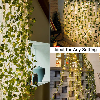 suddus Ivy Curtain Lights – Backyard Entertaining and Al Fresco Dining, Pre-Strung Vines with Warm White Glow