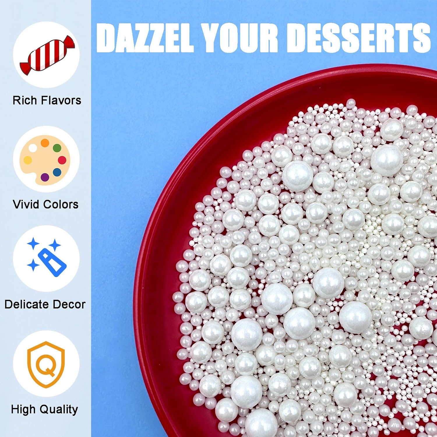 SUGAR BAY Artisan Pearl Sprinkle Collection – Crafted Elegant Topping for Five-Star Dessert Tables and Fine Pastry Work