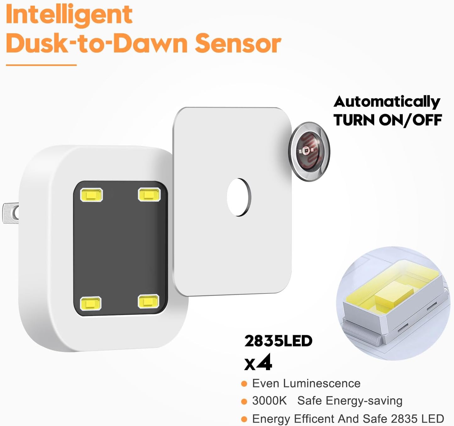 Sujeet Sensor Night Light 8-Pack – Fall Prevention Lighting for Hallways, Stairs, and Bedrooms, Auto On at Dusk