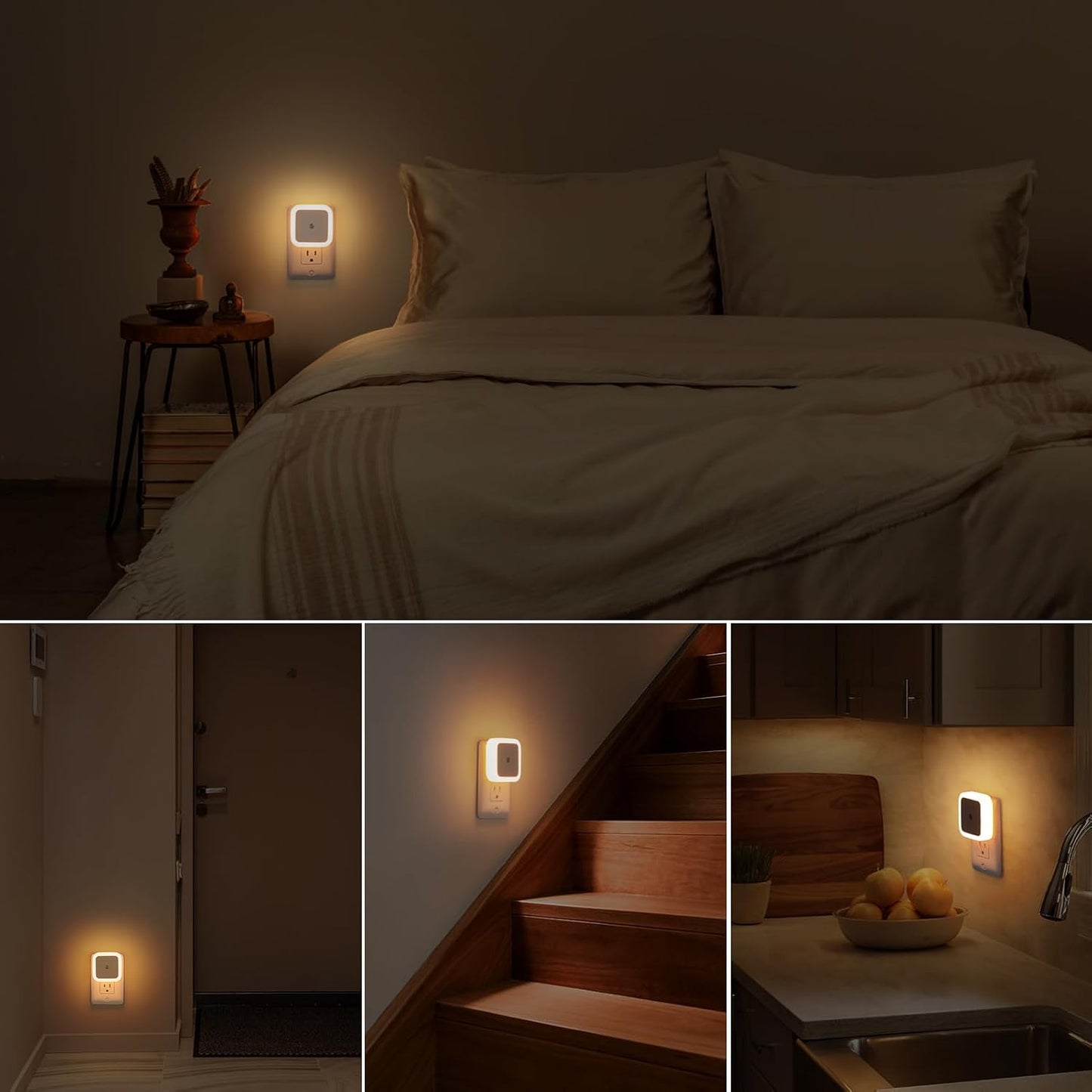 Sujeet Sensor Night Light 8-Pack – Fall Prevention Lighting for Hallways, Stairs, and Bedrooms, Auto On at Dusk