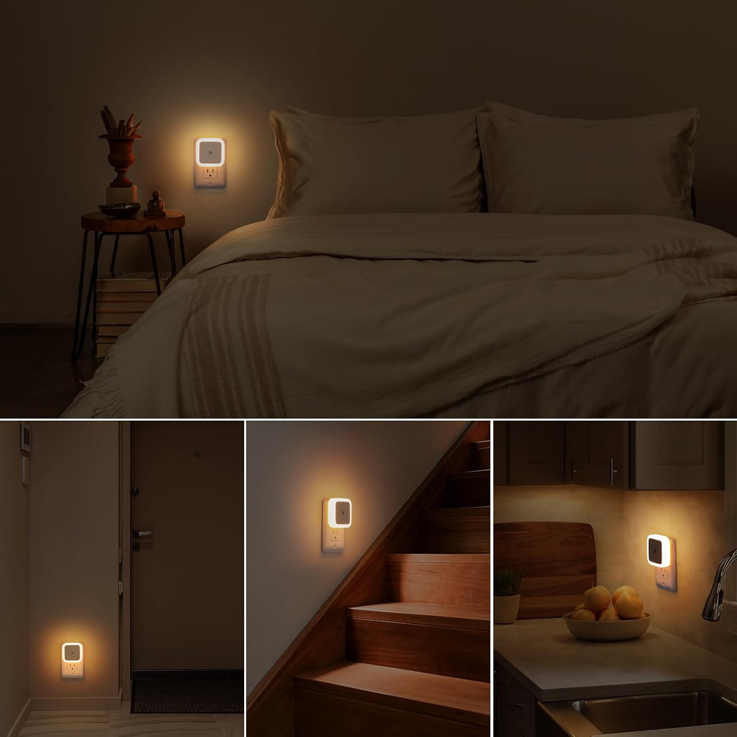 Sujeet Sensor Night Light 8-Pack – Fall Prevention Lighting for Hallways, Stairs, and Bedrooms, Auto On at Dusk