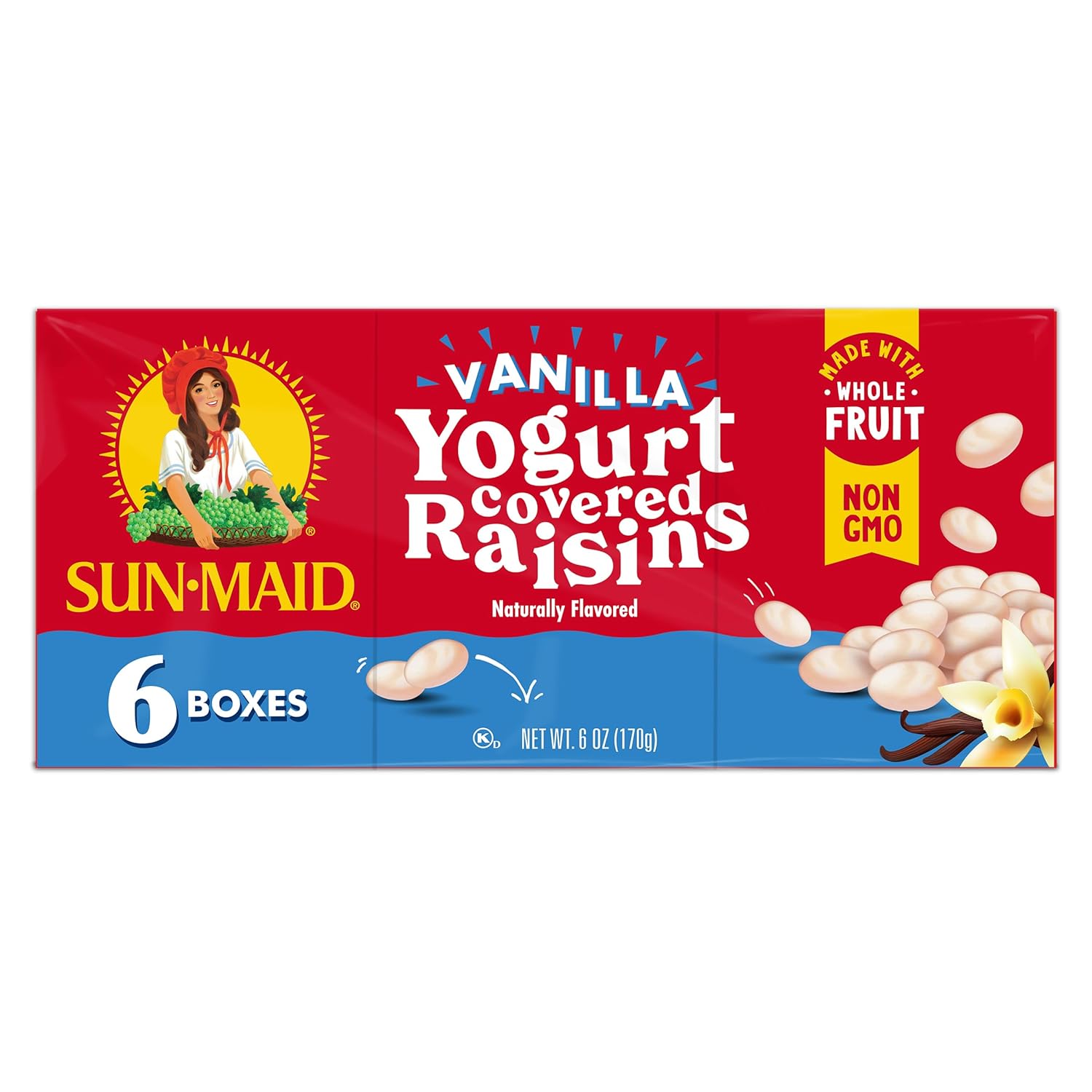 Sun-Maid Strawberry Yogurt Raisins – Kid-Friendly Lunchbox Treat, 6 Individually Wrapped 1 oz Pouches