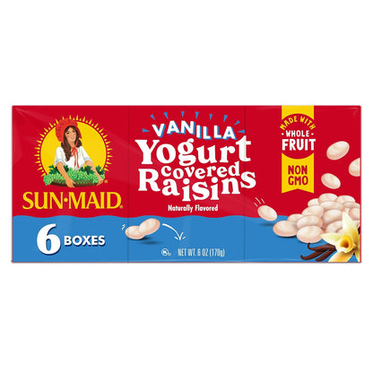 Sun-Maid Strawberry Yogurt Raisins – Kid-Friendly Lunchbox Treat, 6 Individually Wrapped 1 oz Pouches