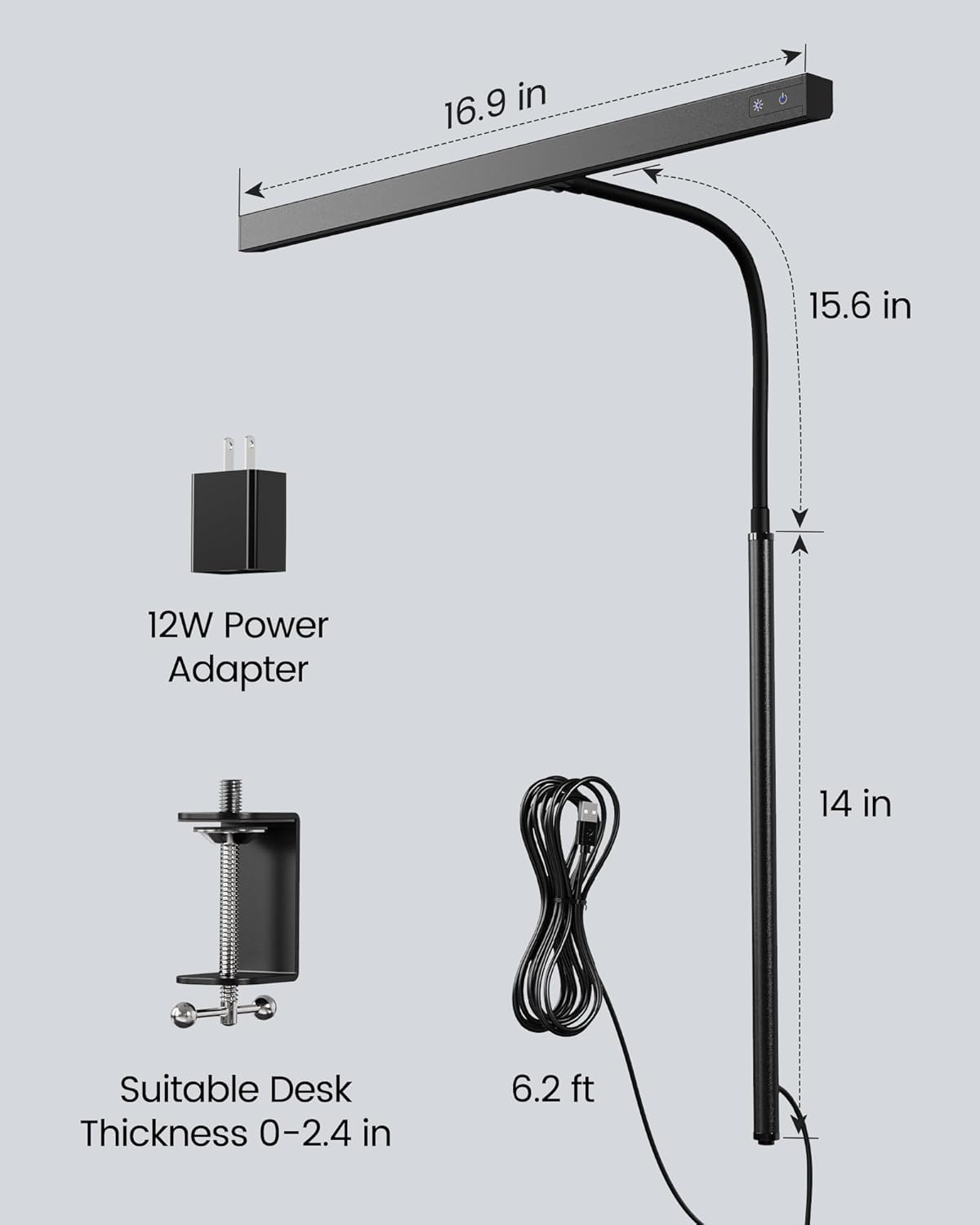 SUPERDANNY LED Desk Lamp – Study Light for Late-Night Textbook Reading, Memory Function Dimmable Task Lamp