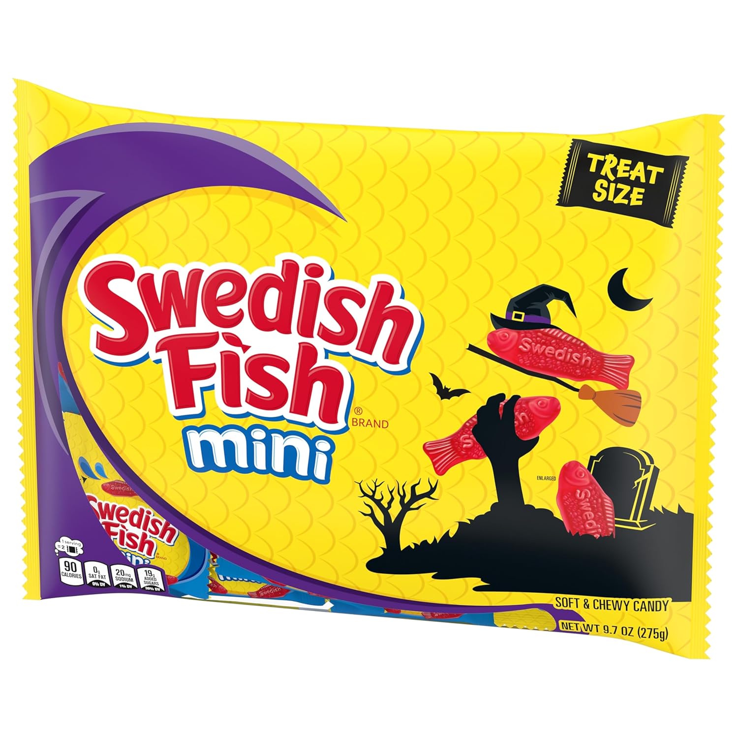 SWEDISH FISH Mini Fish Candy, 22 Pre-Wrapped Halloween Bags for Trick-or-Treat Gifting