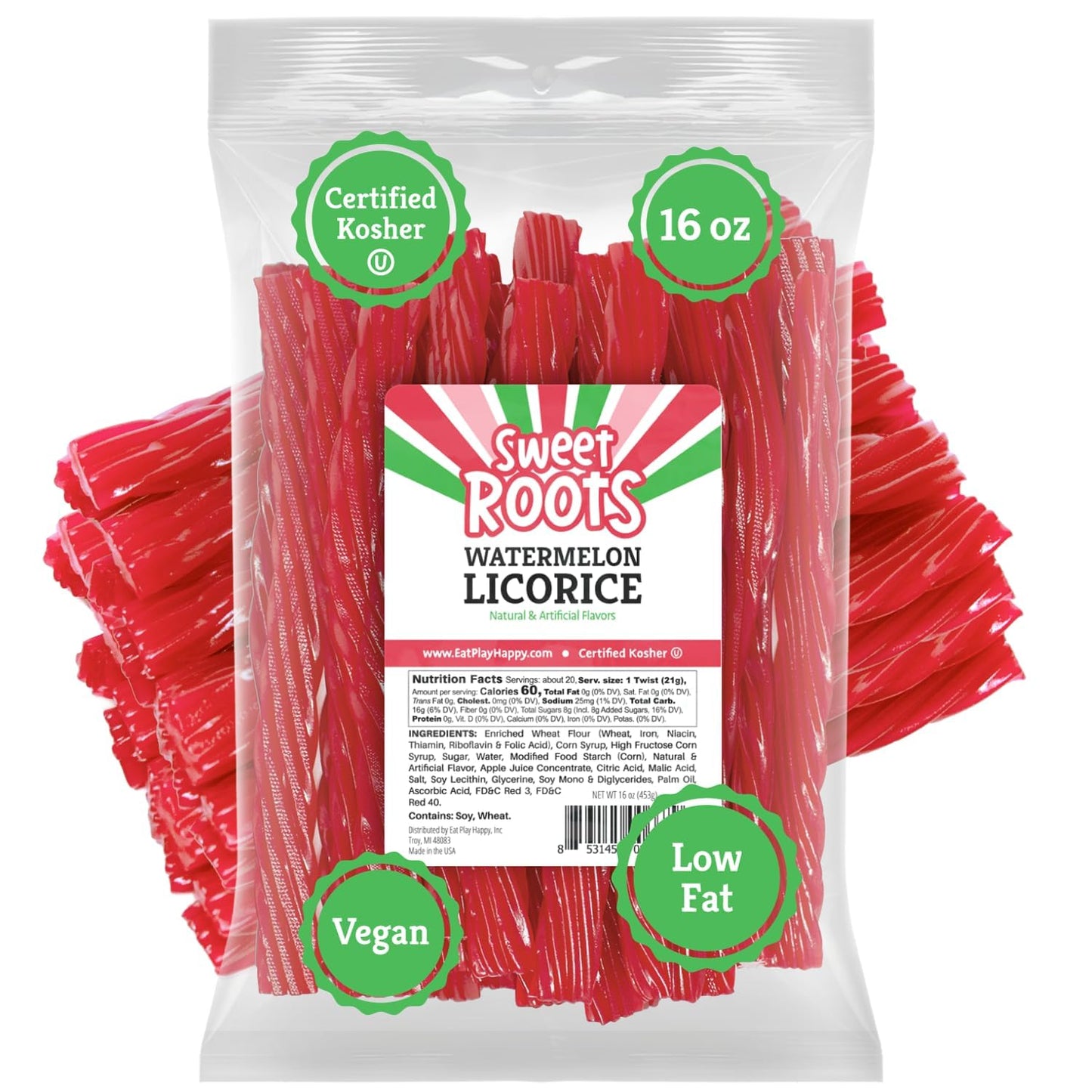 Sweet Roots Blue Raspberry Licorice Twists – 1 Lb Gourmet Candy Gift Bag for Mom, Women, and Nostalgic Candy Lovers
