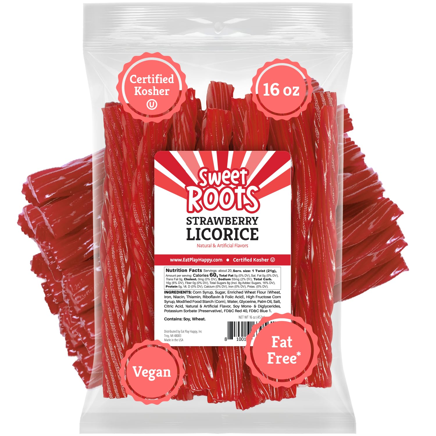 Sweet Roots Blue Raspberry Licorice Twists – 1 Lb Gourmet Candy Gift Bag for Mom, Women, and Nostalgic Candy Lovers