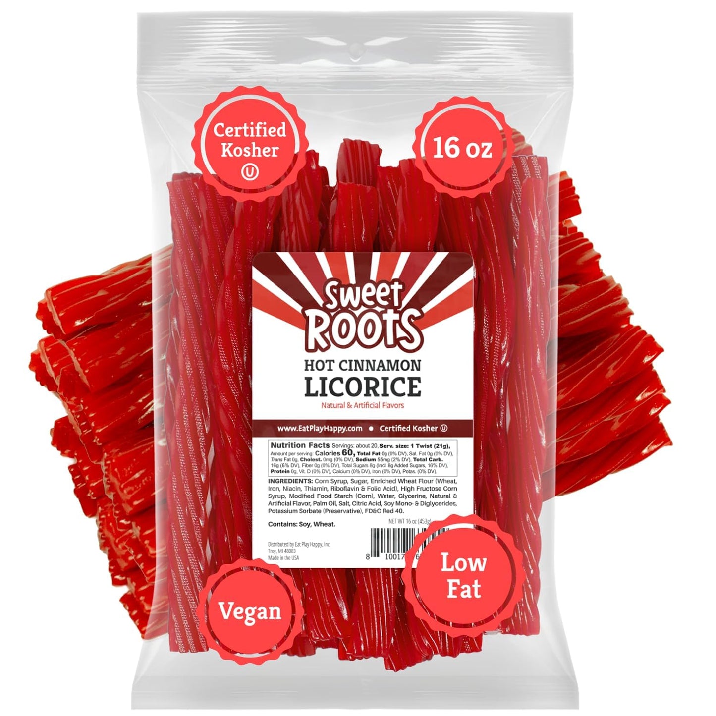 Sweet Roots Blue Raspberry Licorice Twists – 1 Lb Gourmet Candy Gift Bag for Mom, Women, and Nostalgic Candy Lovers