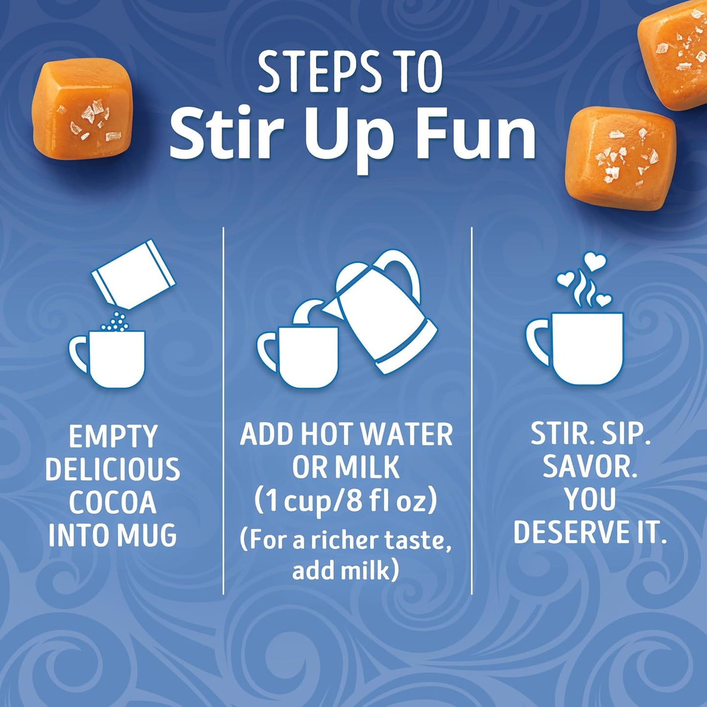 Swiss Miss Salted Caramel Halloween Hot Cocoa – Portable Trick-or-Treat Porch Drink for Outdoor Entryway Stations, 8 Packets