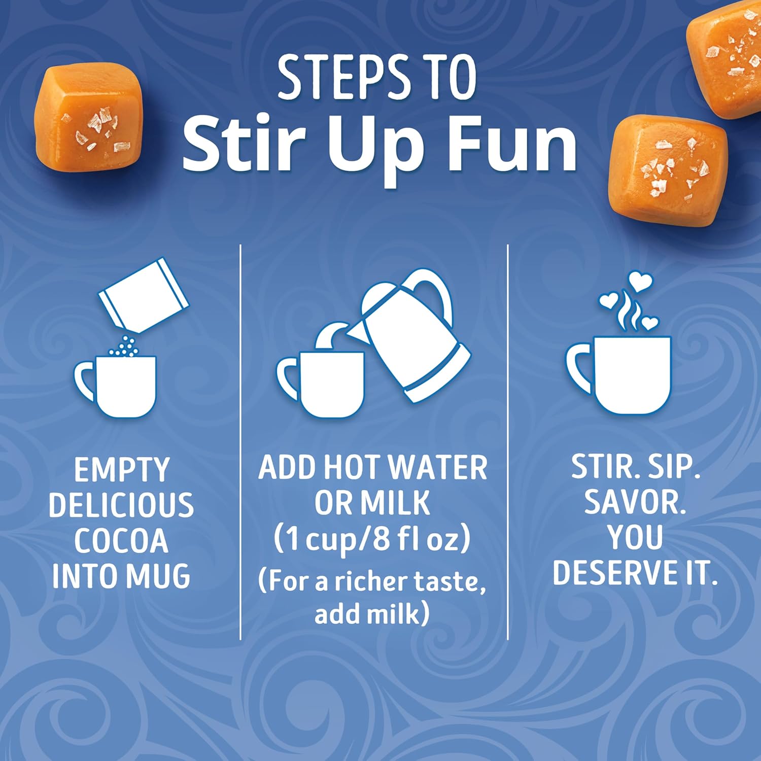 Swiss Miss Salted Caramel Halloween Hot Cocoa – Portable Trick-or-Treat Porch Drink for Outdoor Entryway Stations, 8 Packets