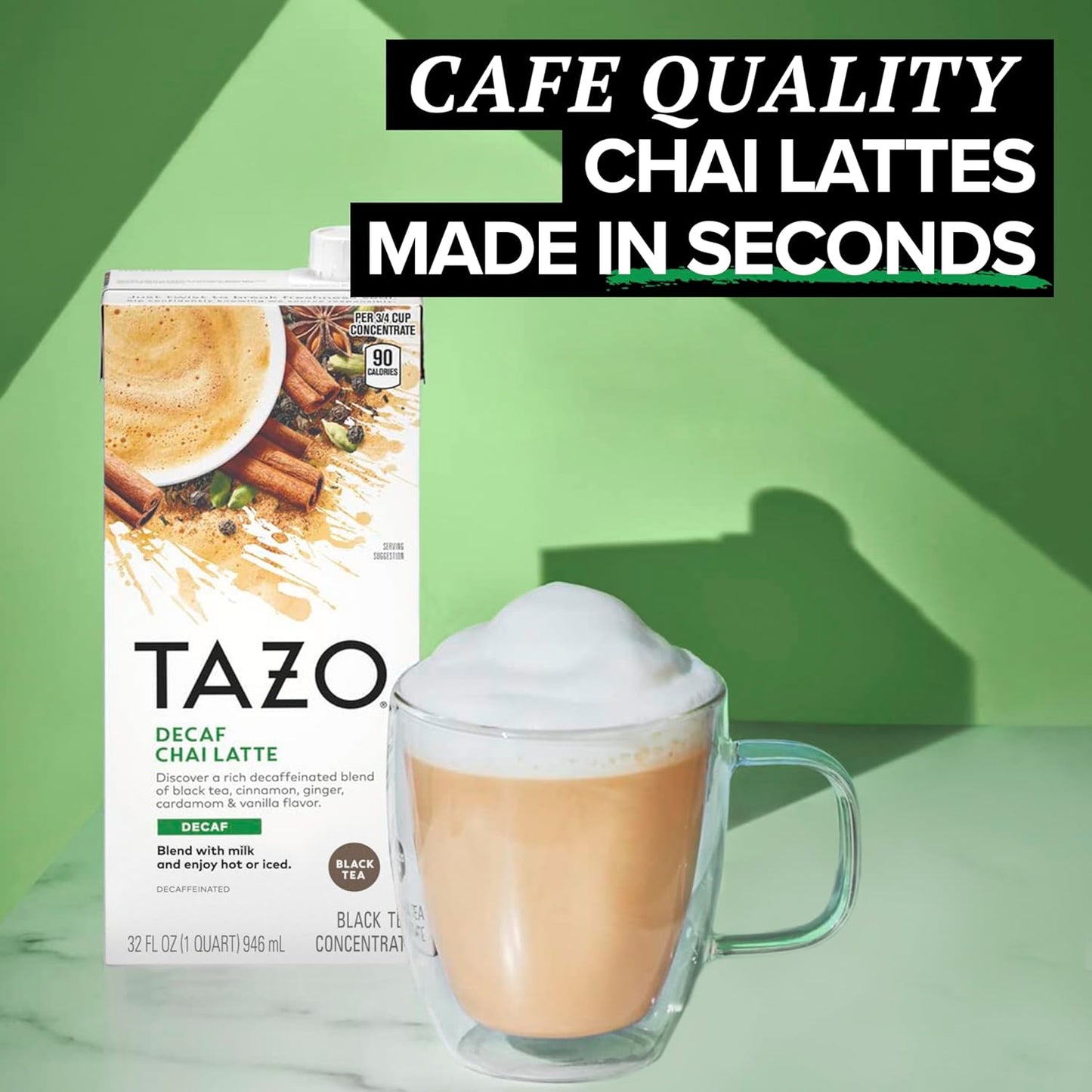 TAZO Decaf Chai Tea Concentrate for Housewarming and Mother's Day Gifting, USDA Organic Chai Latte Mix in Presentation-Ready Carton