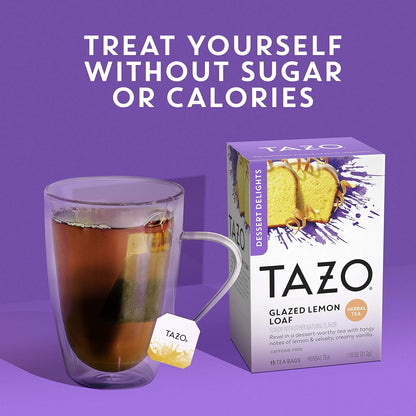 TAZO Glazed Lemon Loaf Herbal Tea – Elegant Dessert Tea Experience Crafted with Rose Petals and Vanilla