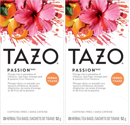 TAZO Passion Herbal Tea – Bulk Office Pantry Pack for Non-Coffee Drinkers and Focus Breaks