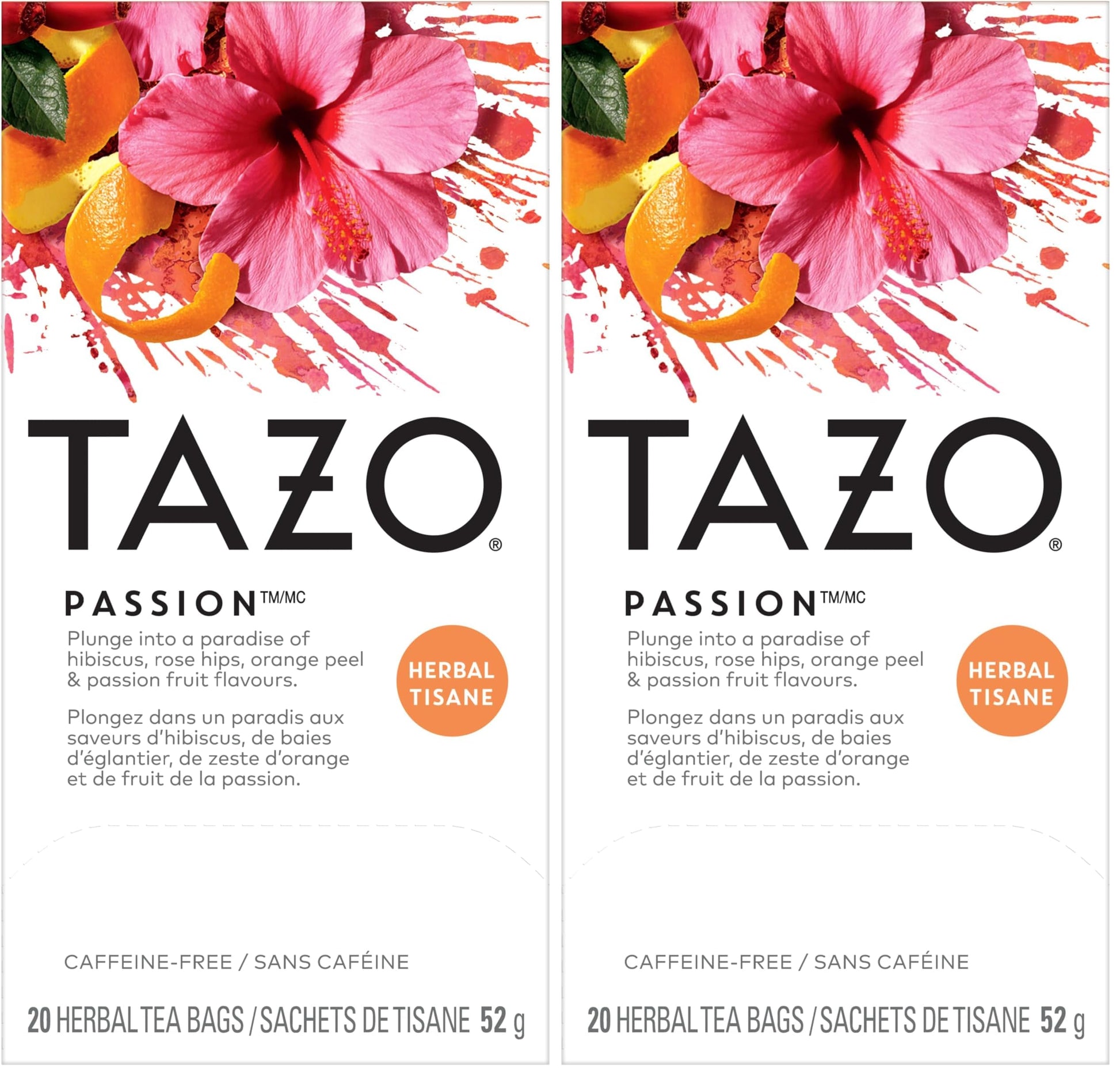 TAZO Passion Herbal Tea – Bulk Office Pantry Pack for Non-Coffee Drinkers and Focus Breaks