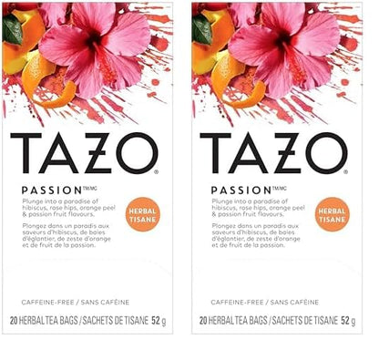 TAZO Passion Herbal Tea – Bulk Office Pantry Pack for Non-Coffee Drinkers and Focus Breaks