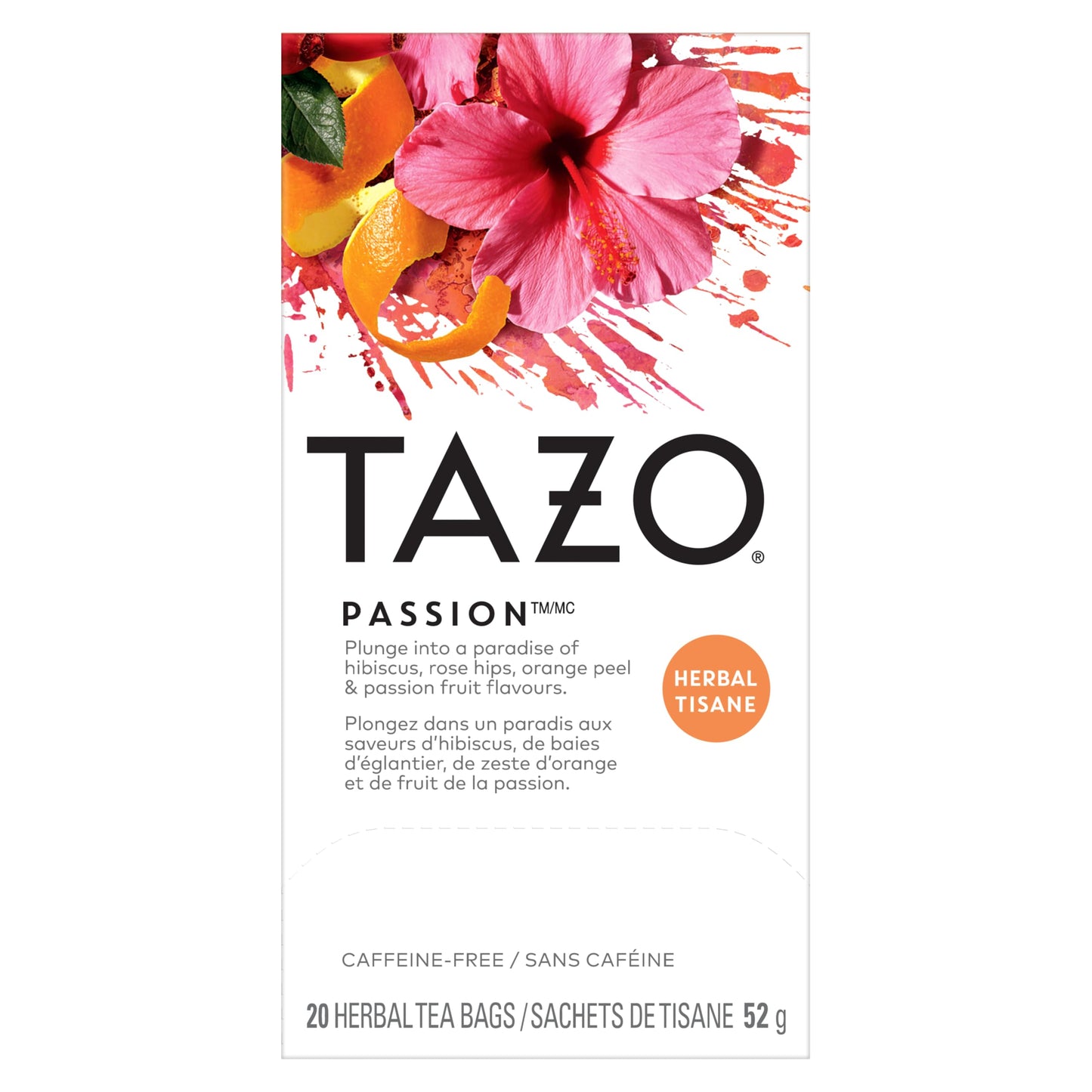 TAZO Passion Herbal Tea – Bulk Office Pantry Pack for Non-Coffee Drinkers and Focus Breaks