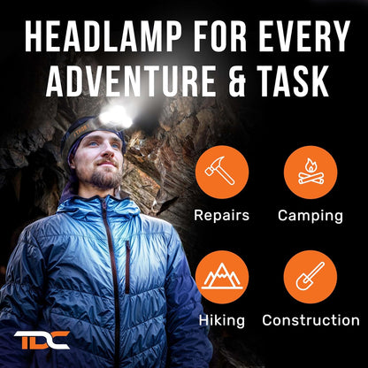 TDC Head Lamp Led Rechargeable - Holiday Gift for Contractors, Mechanics, and DIY Homeowners