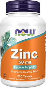 NOW Foods Zinc 50 mg – Housewarming and Holiday Gift for Adults Building a Daily Supplement Routine, 100 Tablets