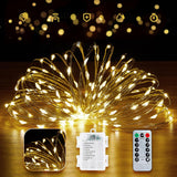 Minetom Battery LED Lights – Uncluttered Silver Wire Decor for Neutral Interiors, Remote Dimmable