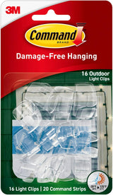 Command Outdoor Light Clips for Damage-Free Decorating Around Kids and Pets, Tool-Free Clips, Clear