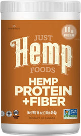 Just Hemp Foods Hemp Protein Powder Plus Fiber – Gut-Friendly Smoothie Boost for Wellness Rituals, 16 oz