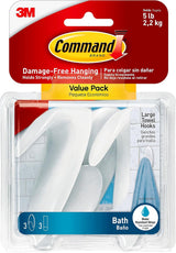 Command Bath Large Towel Hook Value Pack – Elegant Bathroom Wall Hooks for Coordinated Family Bathroom Styling