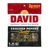 DAVID Jumbo Sunflower Seeds Cracked Pepper – All-Day Hiking and Picnic Snack with Resealable Bag for Outdoor Adventures, 5.25 oz