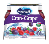 Ocean Spray Cran-Grape, Immune Support Single-Serve Juice for Workday Nutrition, 10 oz (Pack of 6)