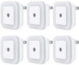 Uigos Baby Night Light 6-Pack – Soft Daylight Glow Dusk to Dawn Light for Toddler Room and Hallway, Plug-in