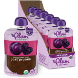 Plum Organics Organic Prune Puree – Non-GMO Constipation Relief Snack for Infants 4+ Months, No Added Sweeteners, 4-Pack