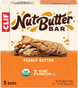 CLIF Nut Butter Bar Peanut Butter – Organic Non-GMO Snack for Low-Sugar Diets, 5-Pack