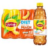 Lipton Diet Peach Iced Tea – Mindful Hydration Companion for Calorie-Conscious Lifestyle, 12 Bottle Pack