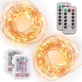 Tenergy LED String Lights – Balcony and Porch Decor, Weather Resistant Battery Case, 2 Pack with Remotes