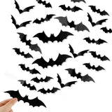DIYASY Black 3D Bat Stickers 120 Pack Halloween Wall Art for Front Porch Entryway and Living Room Spooky Accent